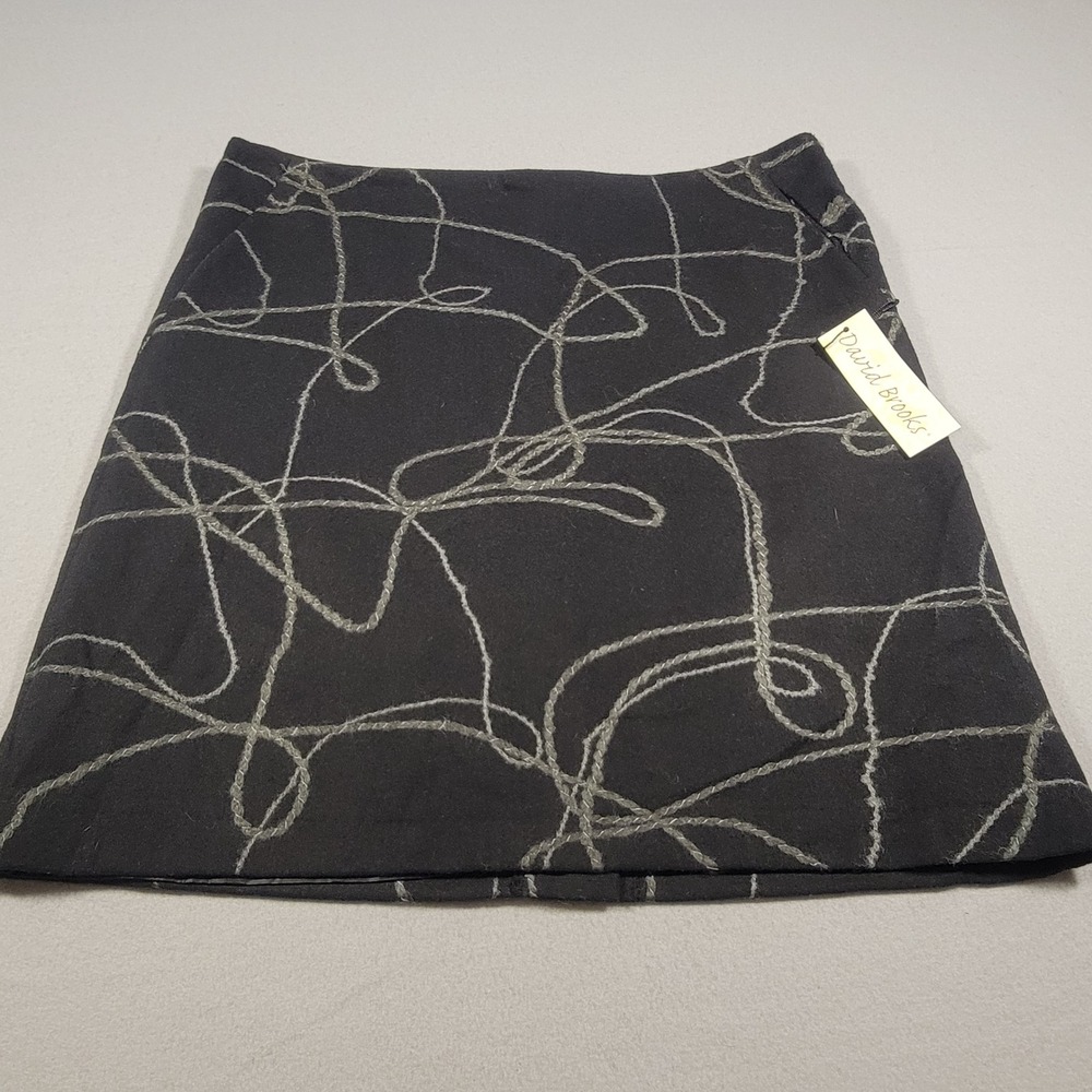 Y2K‎ David Brooks Wool Blend Skirt Black Gray Yarn Rope Women's Size 14 NWT